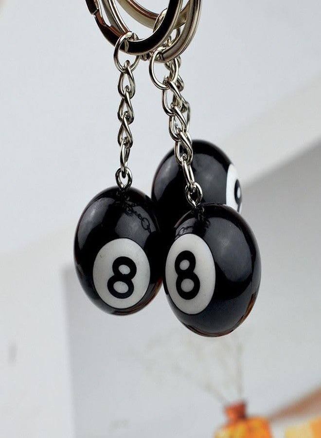 Kryoflare Black Creative Number Eight Billiard Key Chain, Pendant Car Key Ring Accessories, Keyrings Pendant Decorative Small Creative Key Chai - Image 2